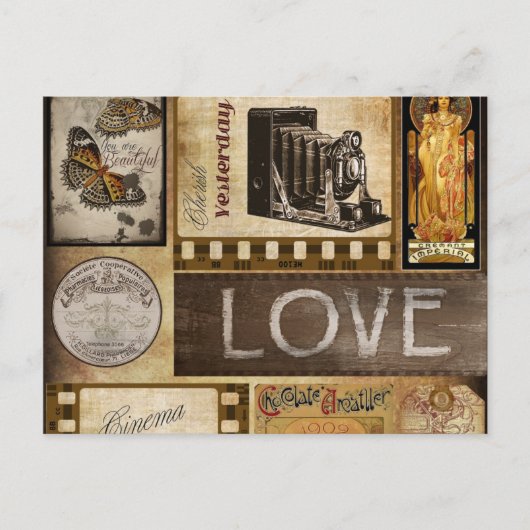 Vintage Gestern-Liebe-Frauen-Kino-Schokolade Postkarte (Vorderseite)