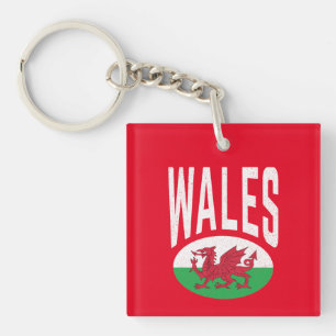 Vintage gestörte Wales Cymraeg Cymru Proud Welsh Schlüsselanhänger