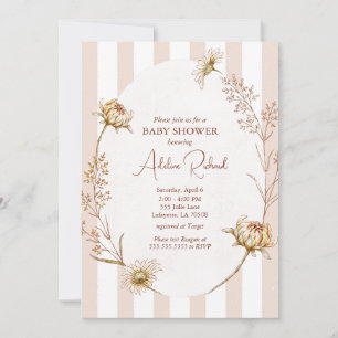 Vintage gestreifte Blumen-Baby-Shower-Einladung Einladung