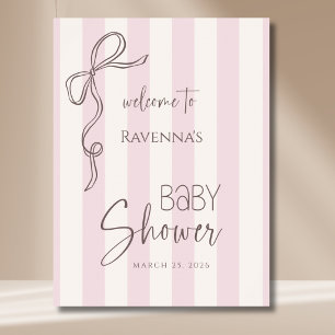 Vintage gestreifte Malvenfarbe-Baby-Shower-Willkom Poster