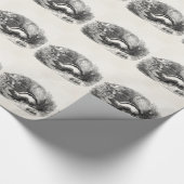 Vintage gestreiftes Stinktier 1800s Geschenkpapier (Ecke)