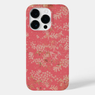 Vintage gestresste japanische Blumen und Blätter Case-Mate iPhone 14 Pro Hülle