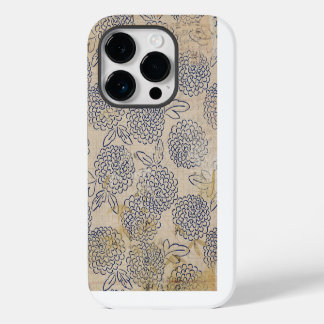 Vintage gestresste japanische Chrysanthemenblüten iPhone 14 Pro Hülle