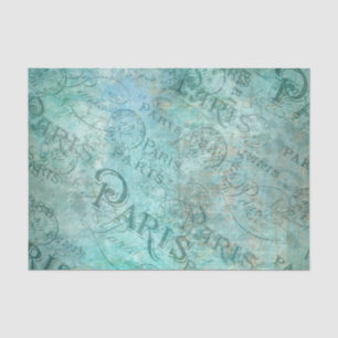 Vintage gestresste Mode Paris Türkis Aqua Seidenpapier