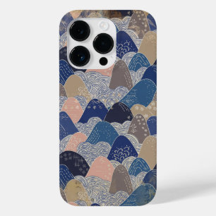 Vintage gestresste stilisierte japanische Berge Case-Mate iPhone 14 Pro Hülle