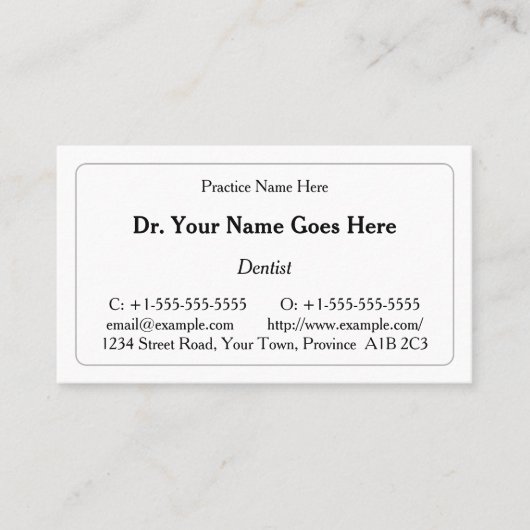 Vintage Gesundheitsfürsorge Beruflich Visitenkarte (Vorderseite)