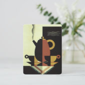 Vintage Getränke, Kaffee-Tee mit Cups Einladung (Stehend Vorderseite)