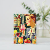 Vintage Getränke Mädchen Postkarte (Stehend Vorderseite)