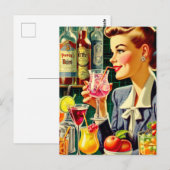 Vintage Getränke Mädchen Postkarte (Vorne/Hinten)