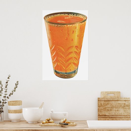 Vintage Getränke, Orangensaftglas - Frühstück Poster (Küche)
