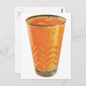 Vintage Getränke, Orangensaftglas - Frühstück Postkarte (Vorne/Hinten)