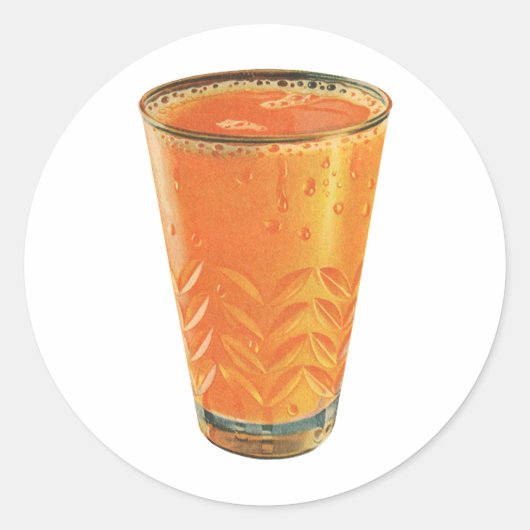 Vintage Getränke, Orangensaftglas - Frühstück Runder Aufkleber (Vorderseite)