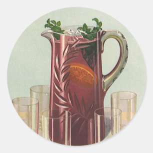Vintage-Getränke und -Getränke, Krug Sangria Runder Aufkleber