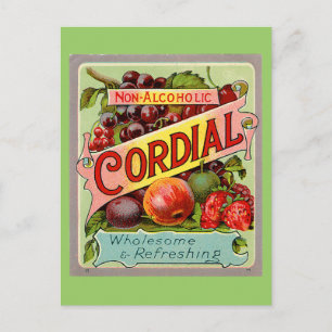 Vintage-Getränkeetikett alkoholfreier Sirup Postkarte