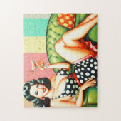 Vintage-Getränkemädchen Puzzle (Vertikal)