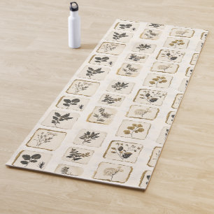 Vintage getrocknete gepresste Wildblumen Kräuter B Yogamatte