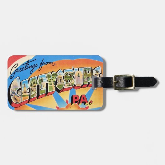 Vintage Gettysburg PA  Gepäckanhänger (Vorderseite horizontal)