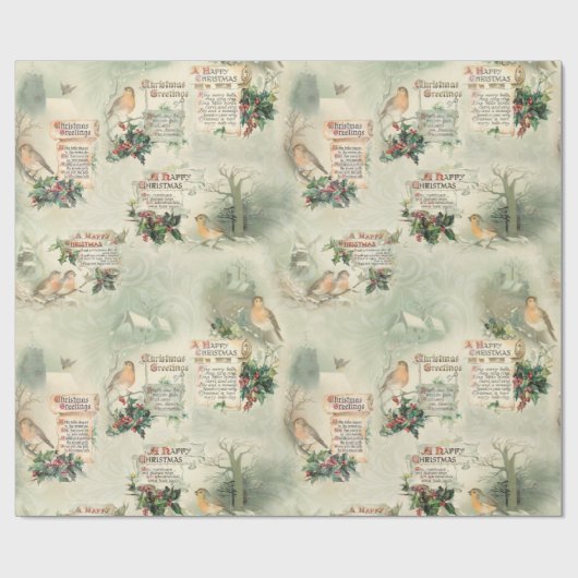Vintage Gewänder und Weihnachtsgrüße Geschenkpapier (Flach)