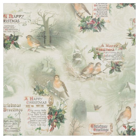 Vintage Gewänder und Weihnachtsgrüße Stoff (Nahaufnahme)