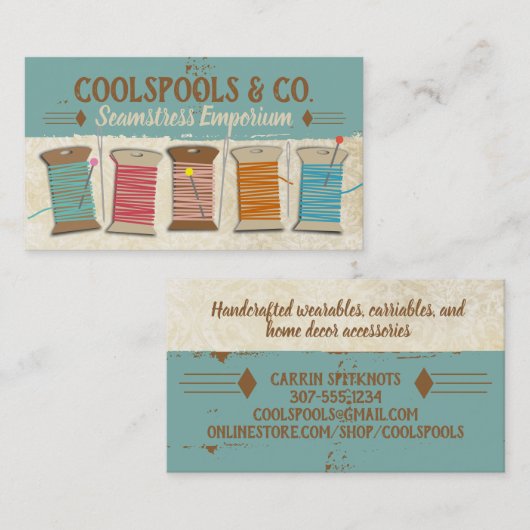 Vintage Gewindeschneider Nähmaschinen für Buttone Visitenkarte (Vorne/Hinten)