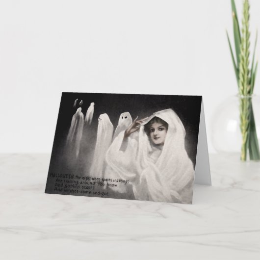 Vintage Ghost-Halloween-Karte Feiertagskarte (Vorderseite)