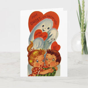 Vintage Ghost-Valentinstag-Karte Feiertagskarte