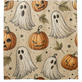 Vintage Ghosts & Pumpkins Halloween-Muster Duschvorhang