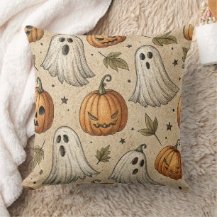 Vintage Ghosts & Pumpkins Halloween-Muster Kissen