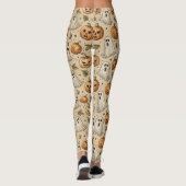 Vintage Ghosts & Pumpkins Halloween-Muster Leggings (Rückseite)