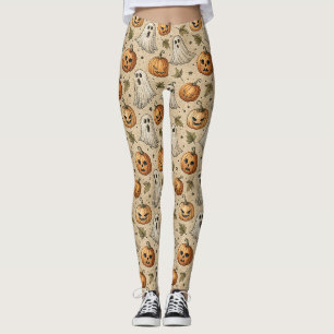 Vintage Ghosts & Pumpkins Halloween-Muster Leggings