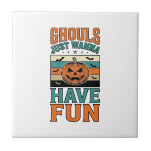 Vintage Ghouls wollen nur Spaß Halloween-Shirt Fliese