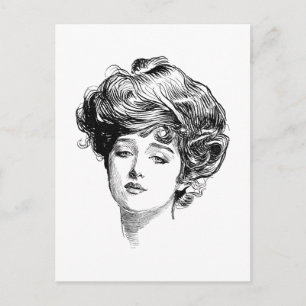 Vintage Gibson Girl Antike Illustration Postkarte