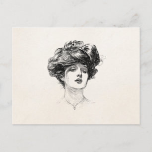 Vintage Gibson Girl Edwardian Retro-Frauenporträt Postkarte
