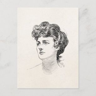 Vintage Gibson Girl Edwardian Retro-Frauenporträt Postkarte