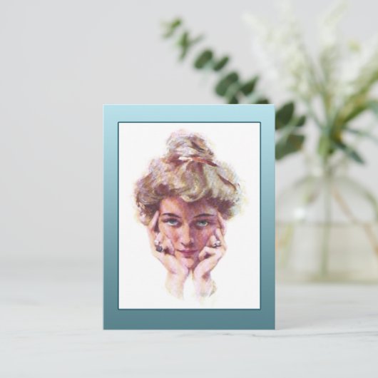 Vintage Gibson Girl Style Illustrationskarten Postkarte (Stehend Vorderseite)