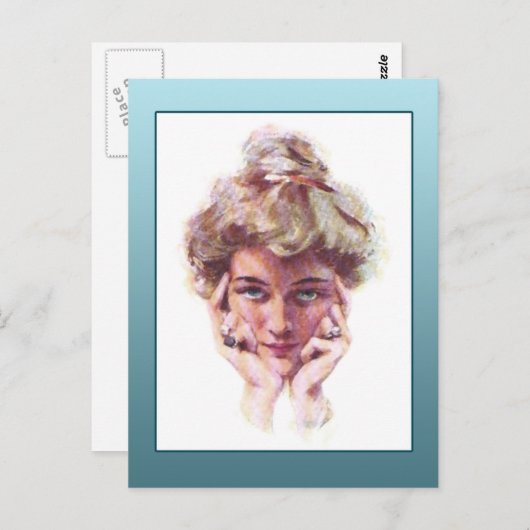 Vintage Gibson Girl Style Illustrationskarten Postkarte (Vorne/Hinten)