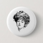 Vintage Gibson-Mädchen-Antiken-Illustration Button (Vorderseite)