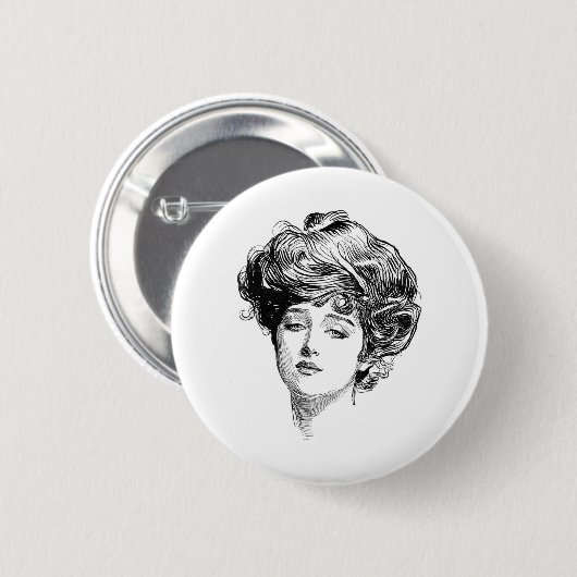 Vintage Gibson-Mädchen-Antiken-Illustration Button (Vorne & Hinten)