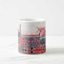 Vintage Gibson Mill Red Impressionist Sketch