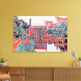 Vintage Gibson Mill Red Impressionist Sketch Leinwanddruck