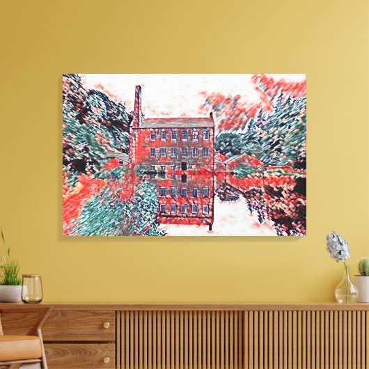 Vintage Gibson Mill Red Impressionist Sketch Leinwanddruck (Insitu (Wohnzimmer))