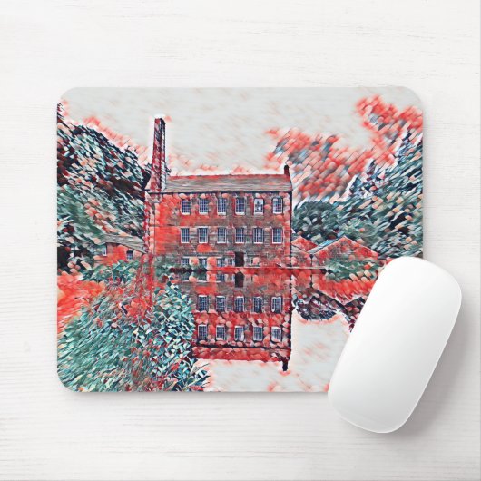 Vintage Gibson Mill Red Impressionist Sketch Mousepad (Mit Mouse)