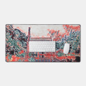 Vintage Gibson Mill Red Impressionist Sketch Schreibtischunterlage (Tastatur & Maus)