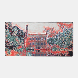 Vintage Gibson Mill Red Impressionist Sketch Schreibtischunterlage