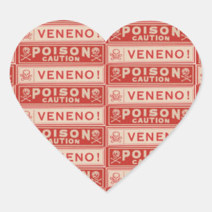 Vintage Giftmarkierungen Herz-Aufkleber