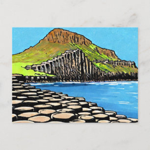 Vintage Giganten Causeway Antrim Coast Aquarell Postkarte