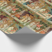 Vintage Gilded Angels, Kinder und Grüne Geschenkpapier (Ecke)