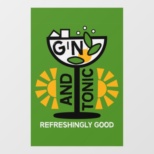 Vintage Gin- und Tonkunst Fensteraufkleber (Blatt)