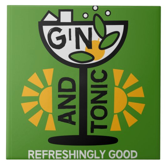 Vintage Gin- und Tonkunst Fliese (Vorderseite)