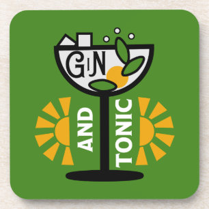 Vintage Gin- und Tonkunst Getränkeuntersetzer